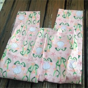 Govango Mermaids Seashells Starfish Pants Size 14 Orange Peach Green Pink Womens